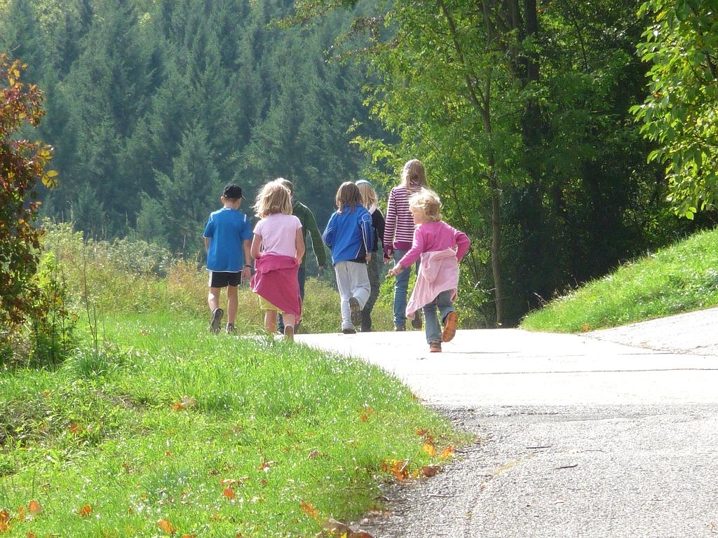 Family hiking in nature