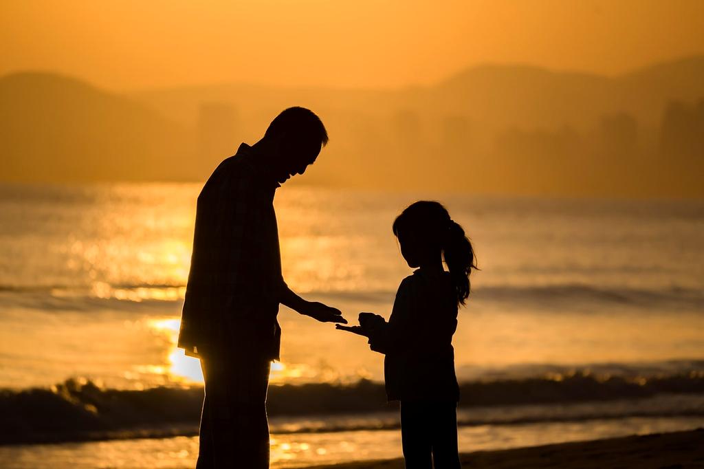 Happy family exploring ancient ruins