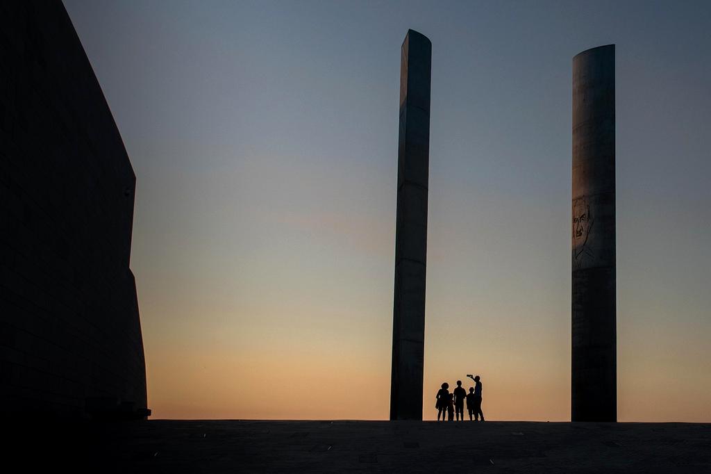 Happy children playing outdoors during a family trip